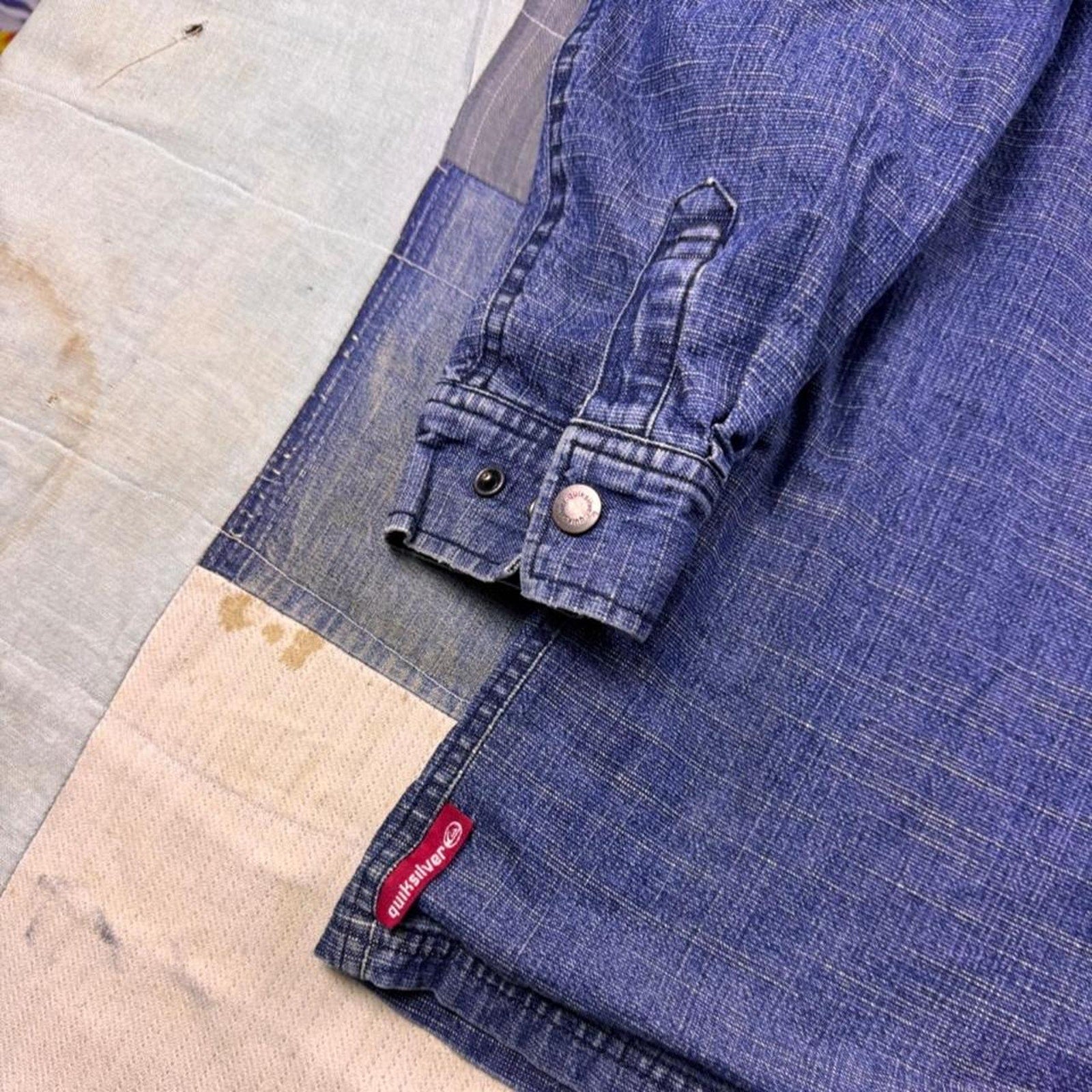 2000s Quiksilver Hooded Denim Overshirt Jacket | Medium