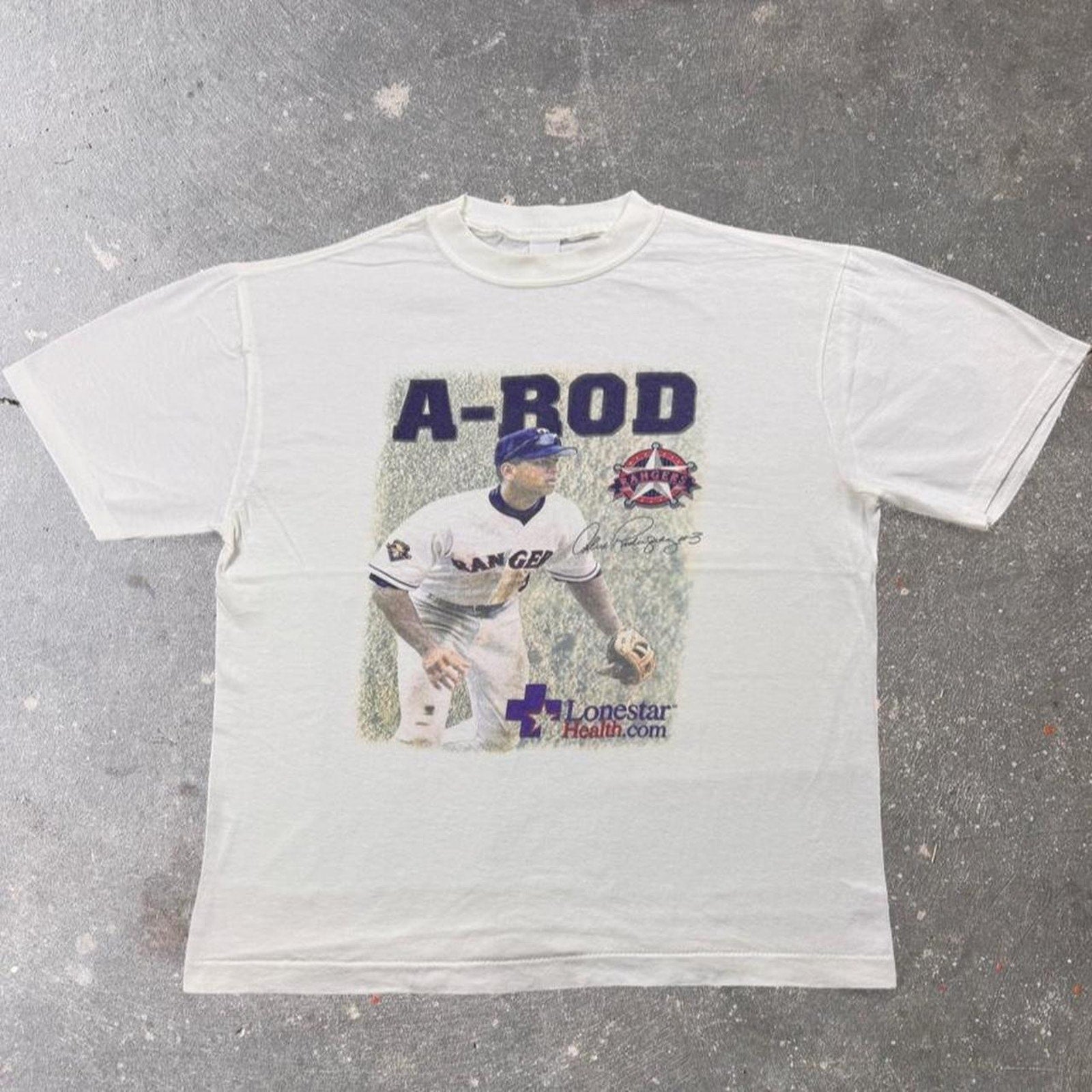 1990s Alex Rodriguez A-Rod Texas Rangers Baseball Tee | Large