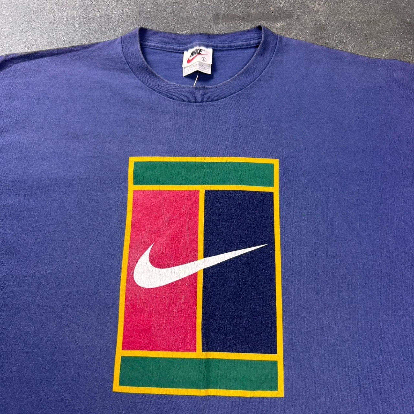 1990s Nike tennis court logo tee | Large