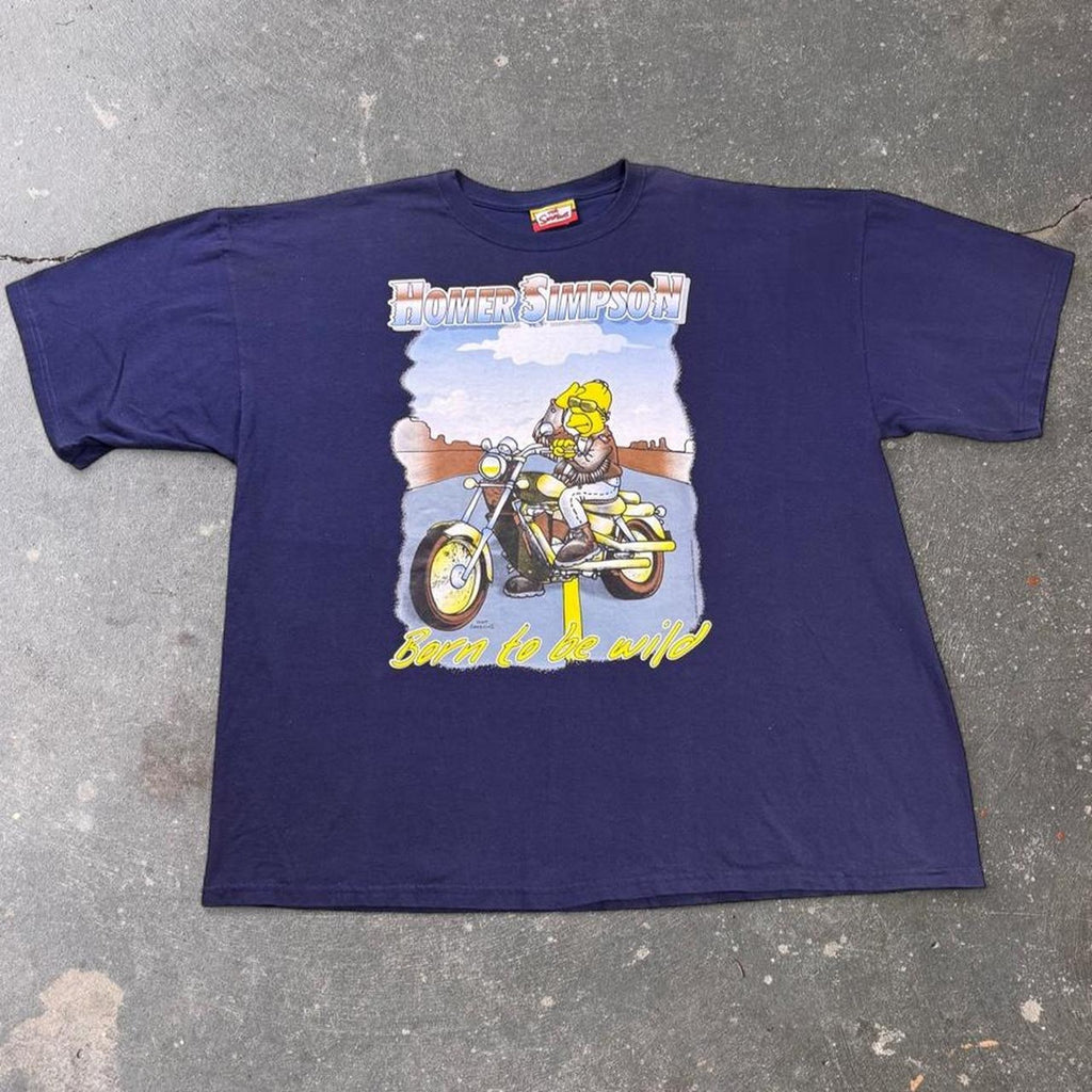 2001 The Simpsons Homer Simpson Born to Be Wild Motorcycle Tee | XXL