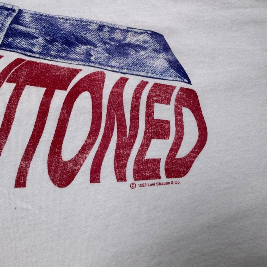 1992 Levi’s 501 Keep It Buttoned Two-Sided Graphic Tee | XL