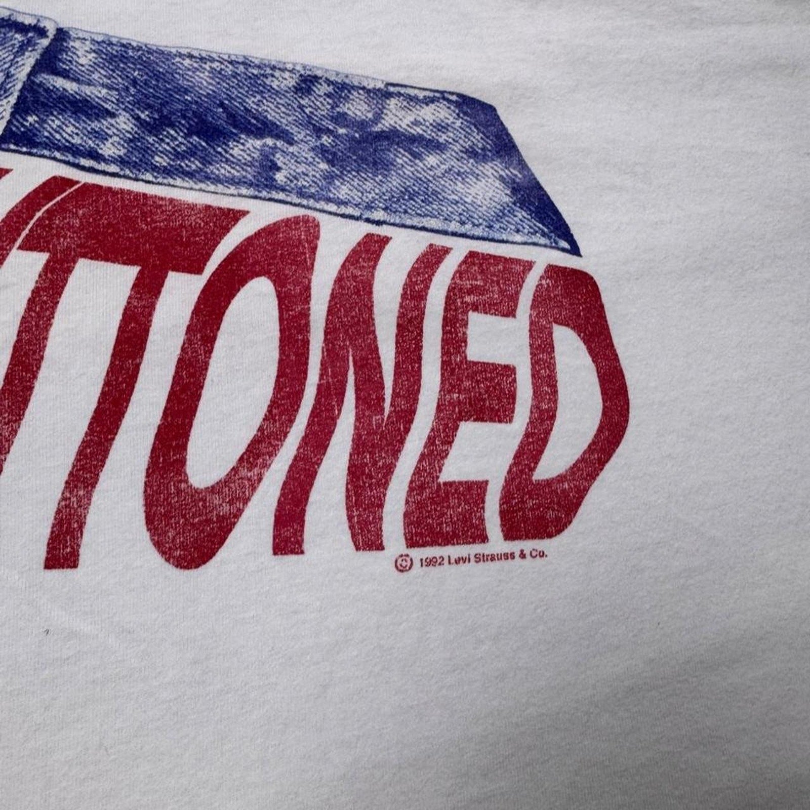 1992 Levi’s 501 Keep It Buttoned Two-Sided Graphic Tee | XL