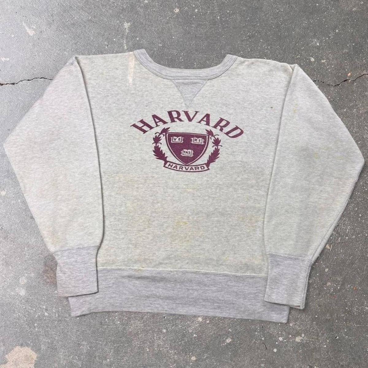 1950s Harvard University Veritas Crest Single-V Sweatshirt | Large