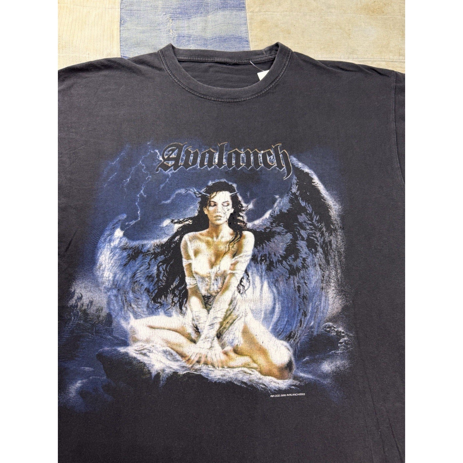 Vintage 2003 Avalanche Band T Shirt Gothic Angel Metal Rock Graphic Tee Black XL