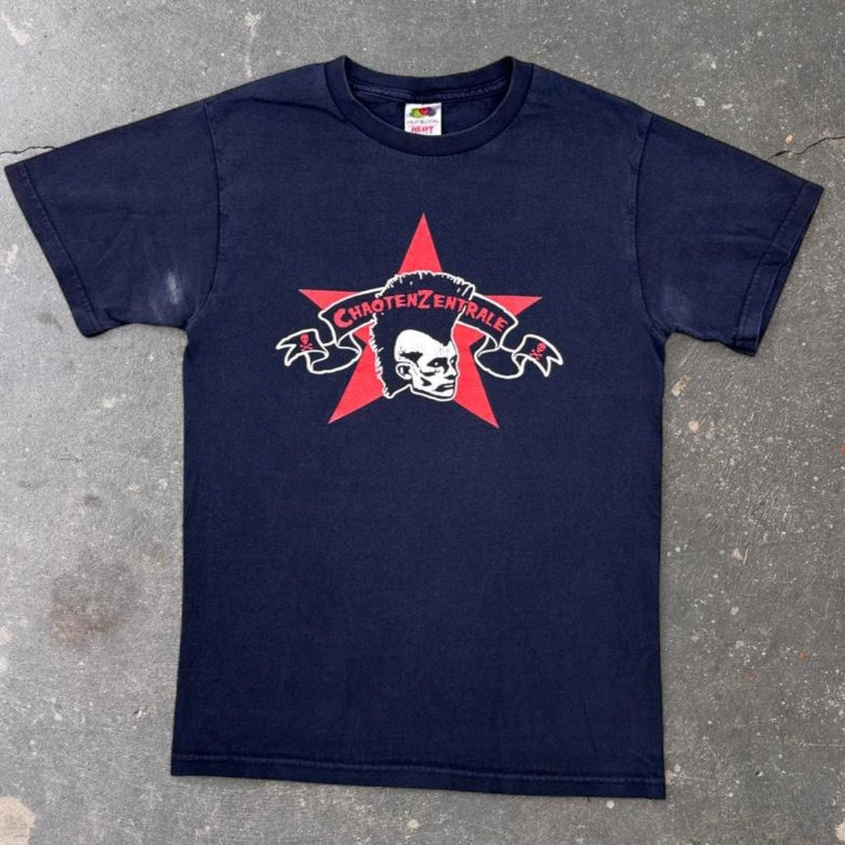 2000s ChaotenZentrale Punk Skull Double Sided Graphic Tee | Small