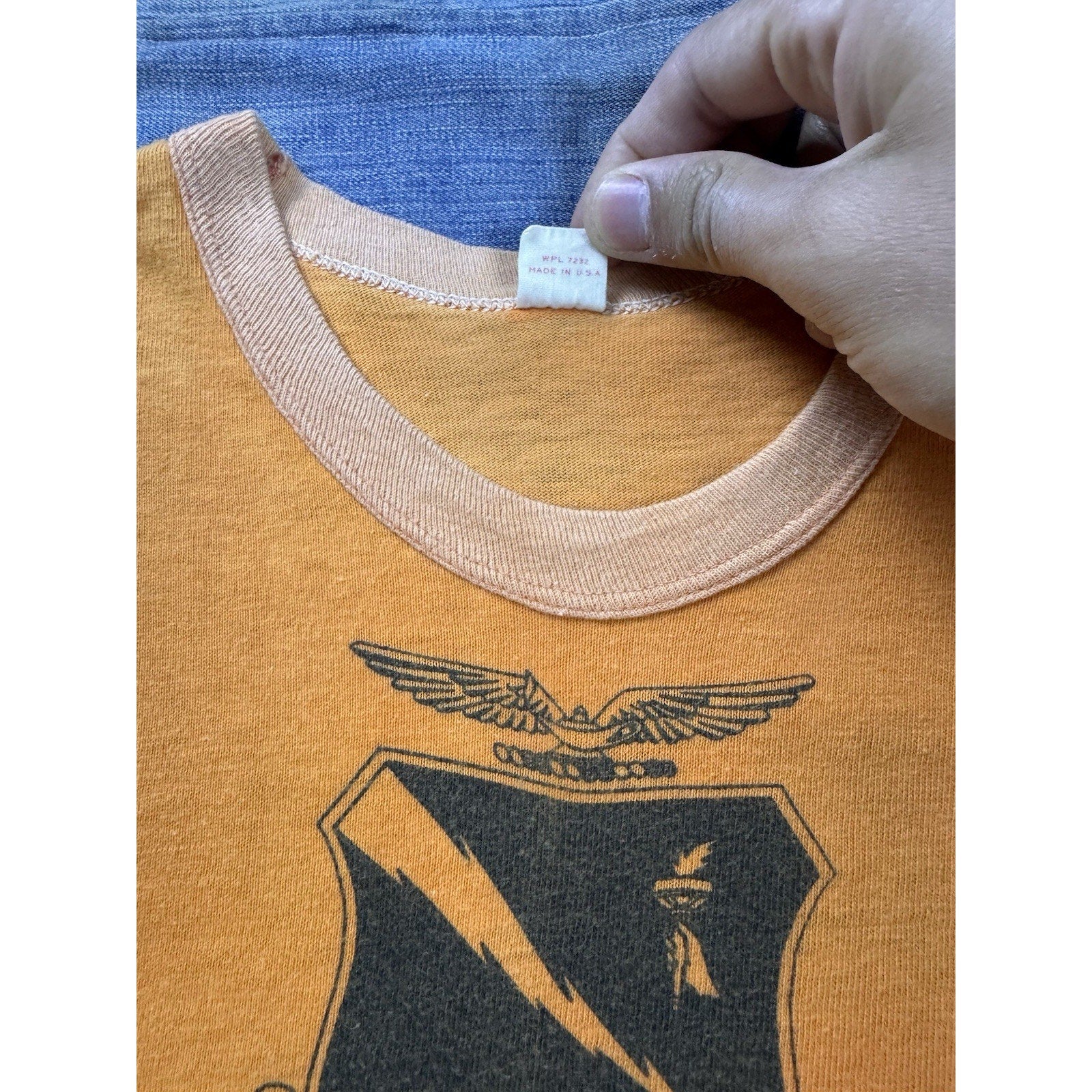 Vintage 1960 USAF Squadron Officer School F-62 Ringer T Shirt Russell Southern L