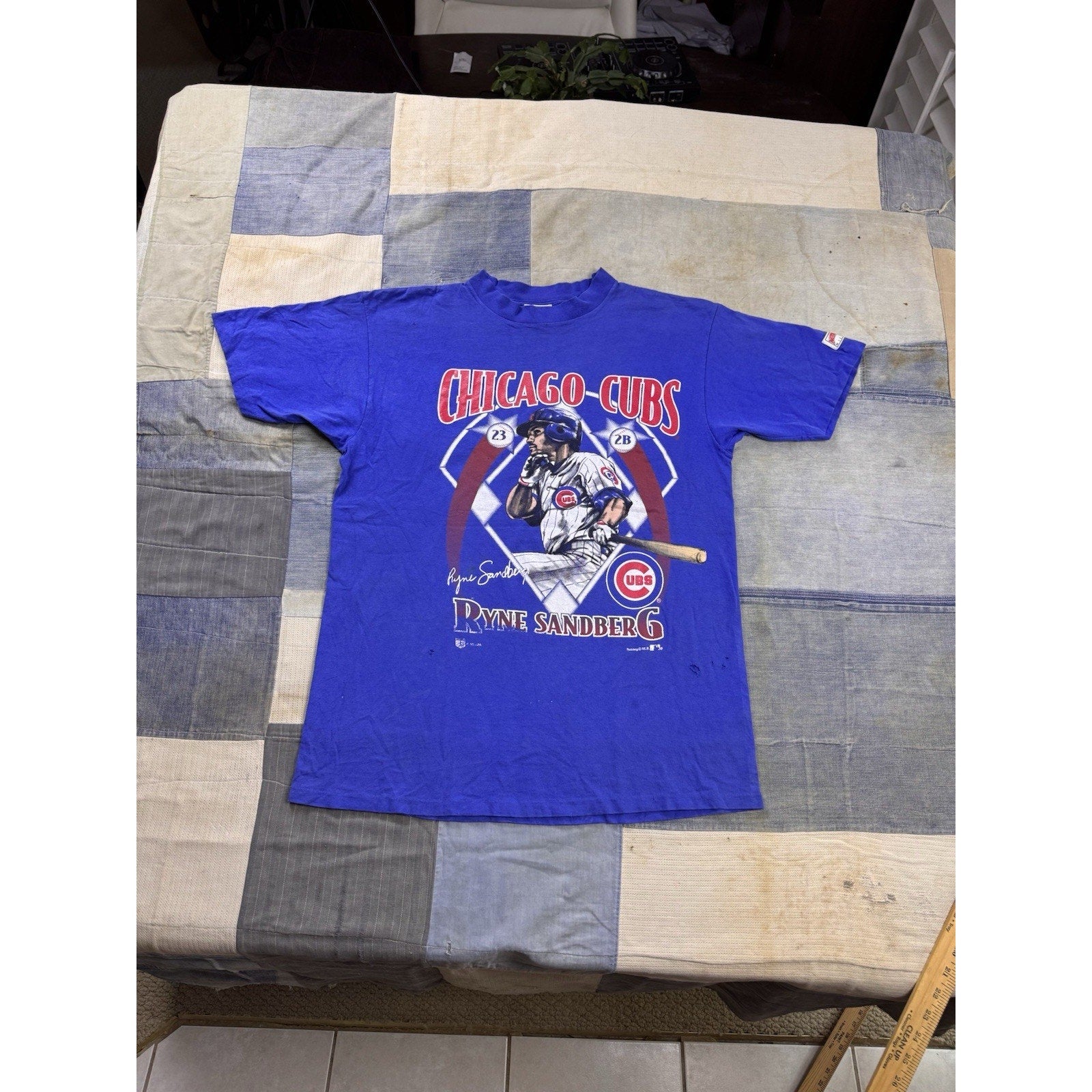 Vintage Nutmeg Mills Chicago Cubs Ryne Sandberg MLB T Shirt XL Made USA 90s