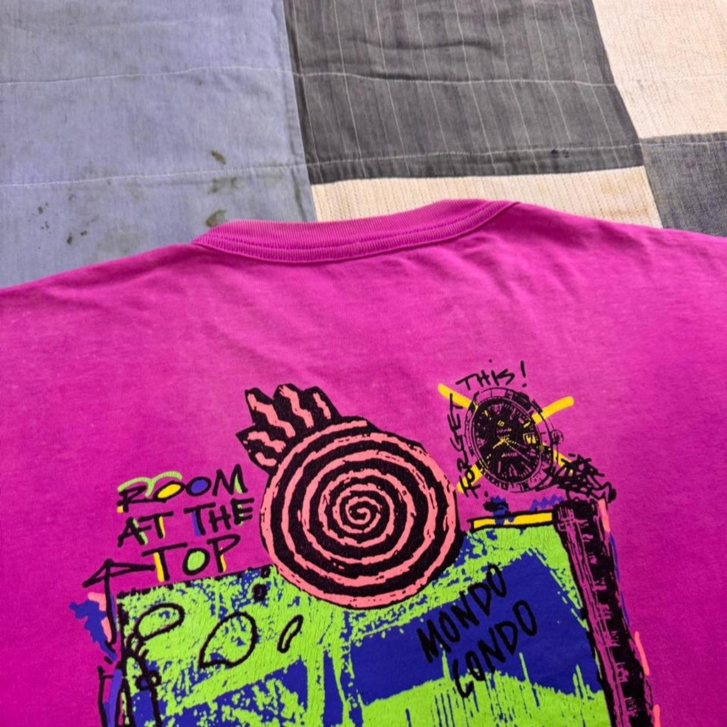 1990s Hang Ten Neon Surf Graphic Tee | Large