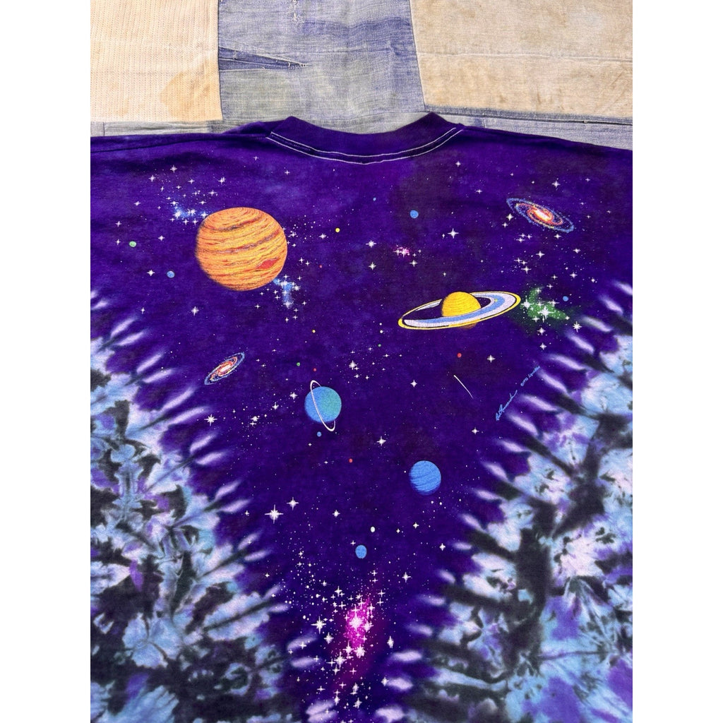 Liquid Blue Earth Planet Galaxy Tie Dye T Shirt XL Purple Space Graphic USA
