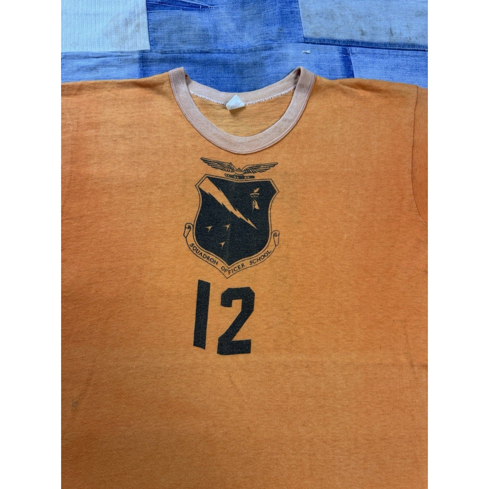 Vintage 1960 USAF Squadron Officer School F-62 Ringer T Shirt Russell Southern L