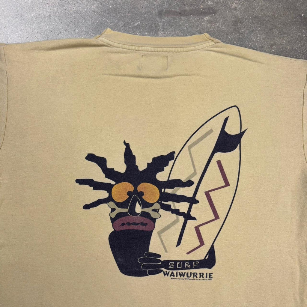 1990s vintage Yellow Waiwurrie Surfing Tee | L