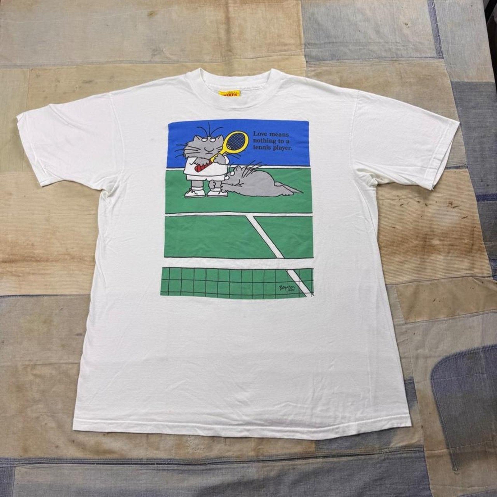1990s Bonton Tennis Cats “Love Means Nothing” Graphic Tee | XL
