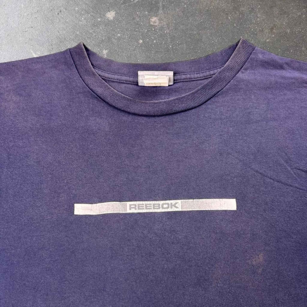 2000s Reebok Minimal Logo Faded Purple Tee | XL