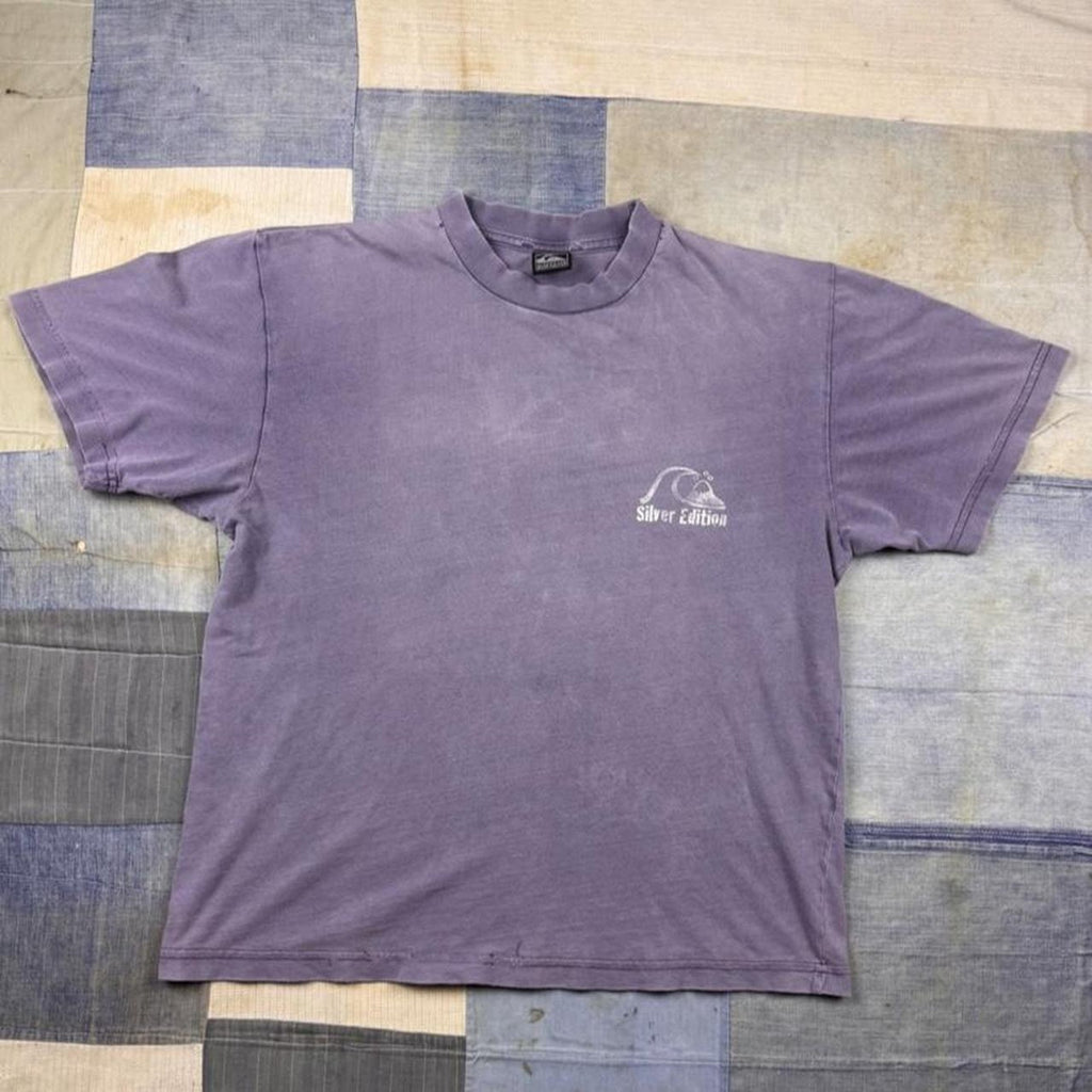 1990s Quiksilver Silver Edition Surf Logo Tee Purple | Small