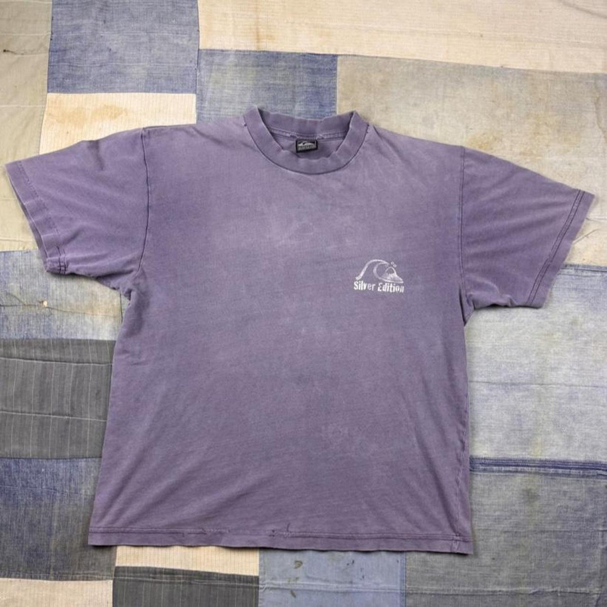 1990s Quiksilver Silver Edition Surf Logo Tee Purple | Small