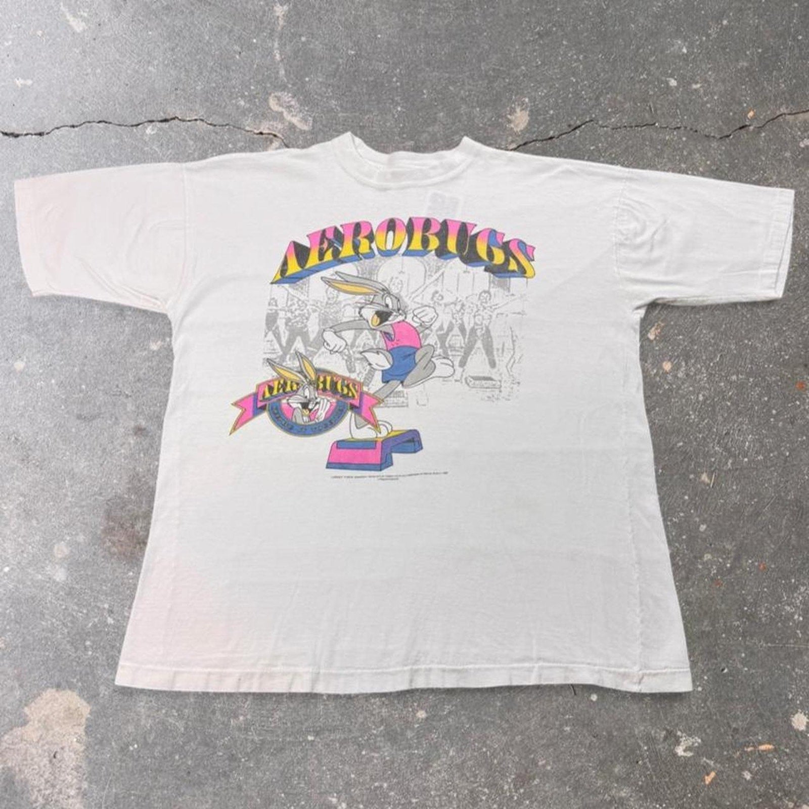 1993 Bugs Bunny Aerobugs Aerobics Graphic Tee | Large