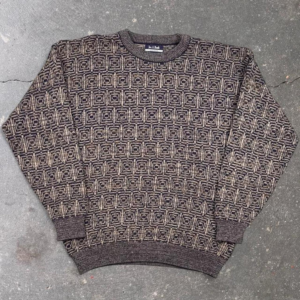 1990s Jos. A. Bank Geometric Knit Sweater | L