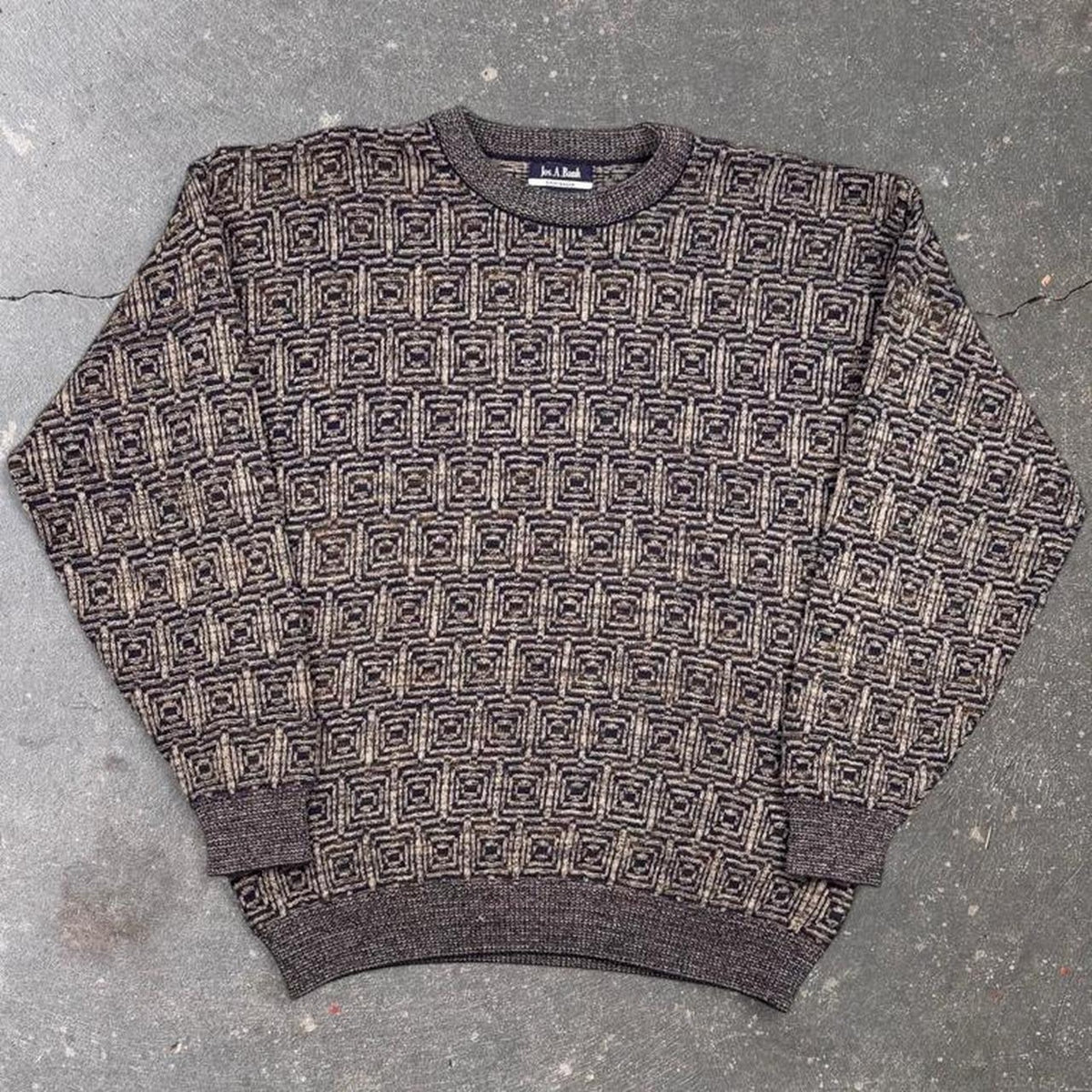 1990s Jos. A. Bank Geometric Knit Sweater | L