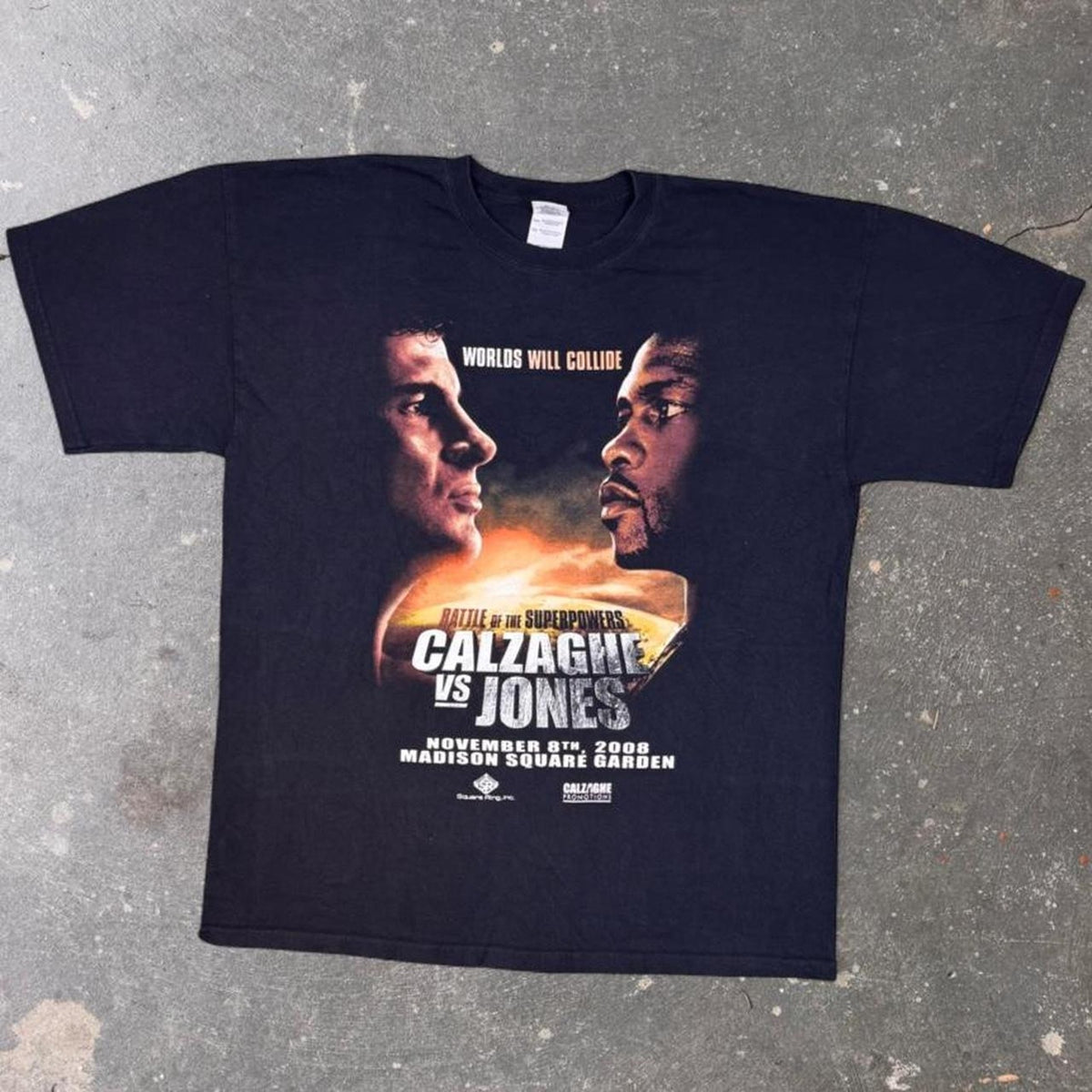 2008 Joe Calzaghe vs Roy Jones Jr Battle of the Superpowers Boxing Tee | Extra Large