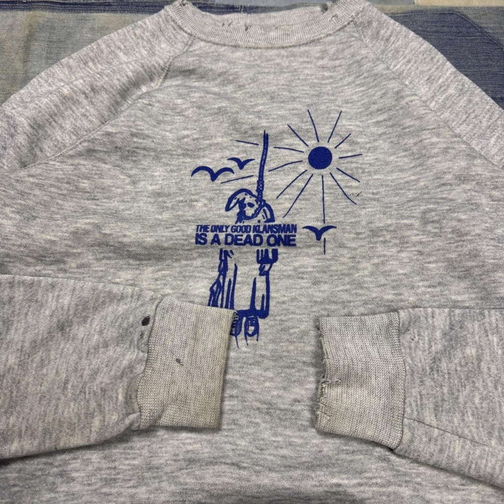 Vintage The Only Good Klansman Is A Dead One Sweatshirt Gray USA Size M Kill KKK