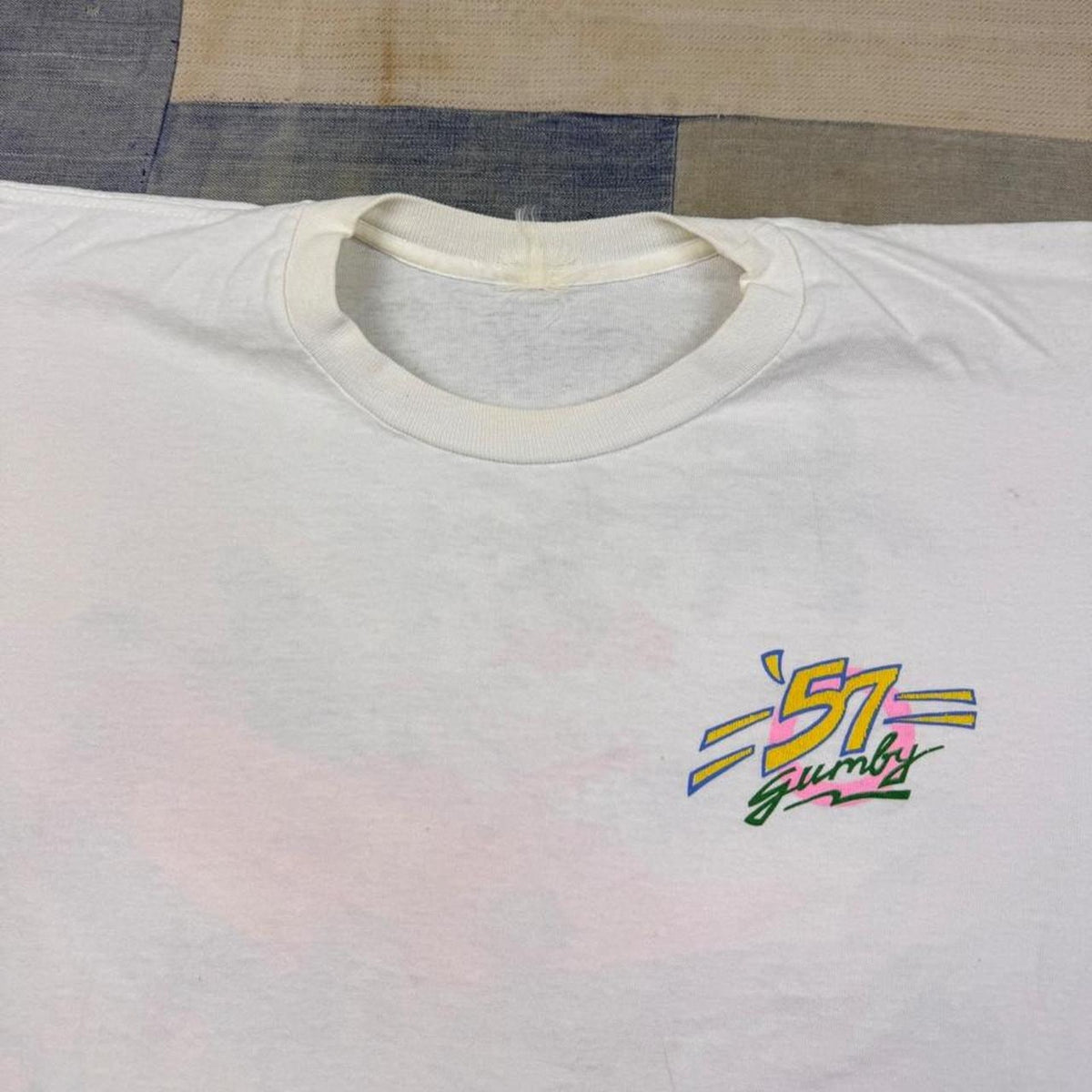 1986 Gumby '57 Chevy Convertible Art Clokey Double Sided Tee | Large