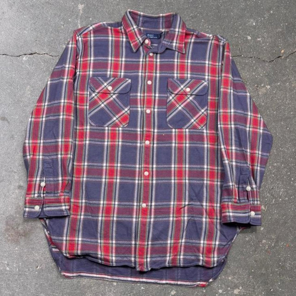 1990s Polo Ralph Lauren Plaid Flannel Shirt | XL