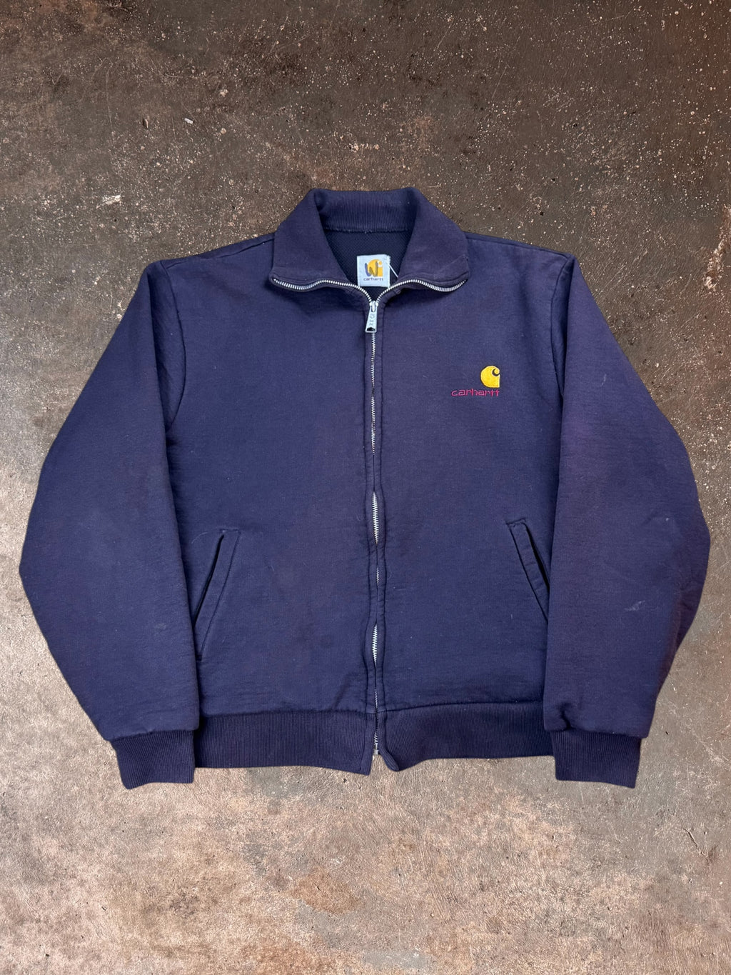 1980s Black Carhartt Double Face Thermal zip up Jacket| Small