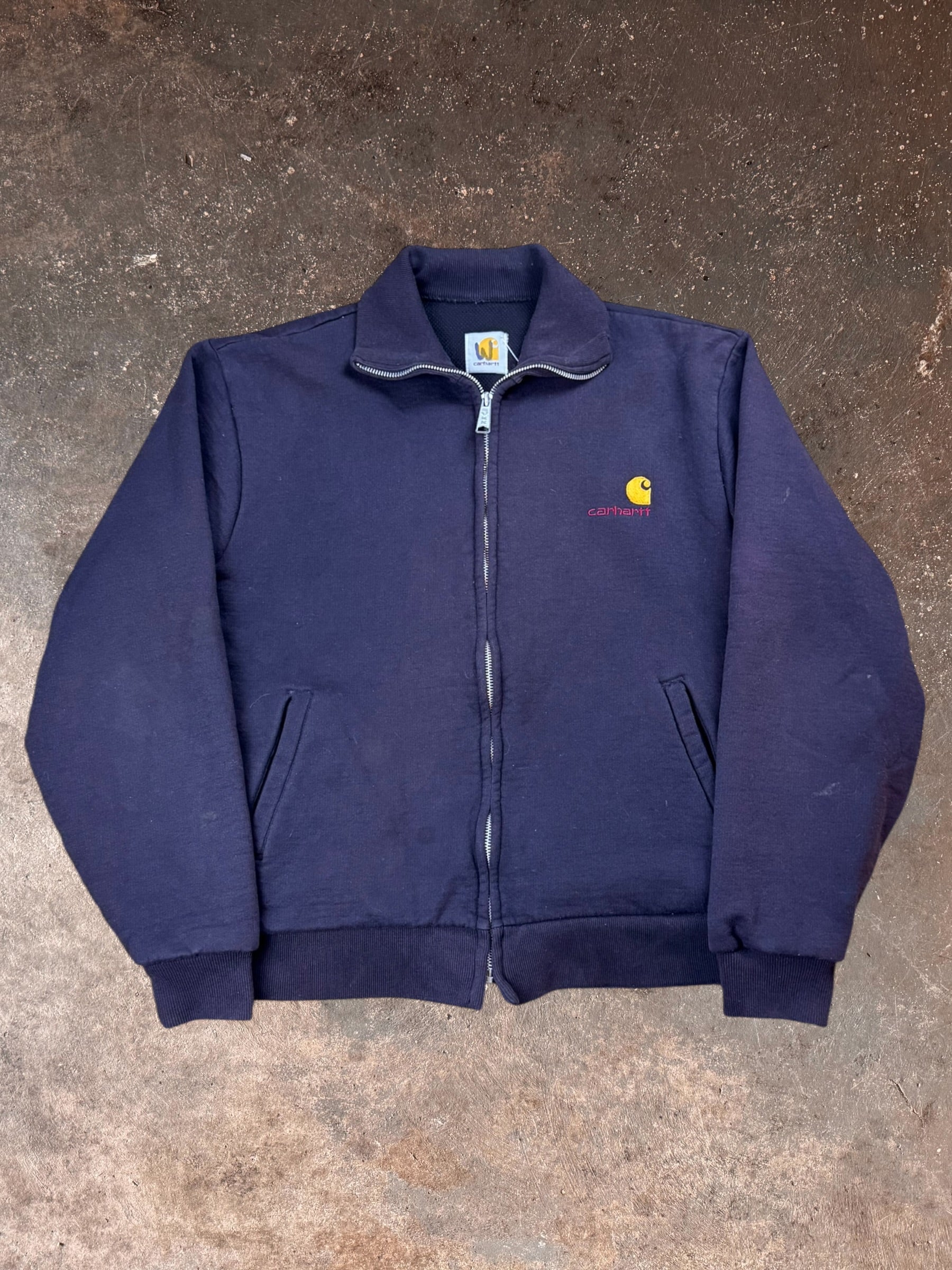 1980s Black Carhartt Double Face Thermal zip up Jacket| Small