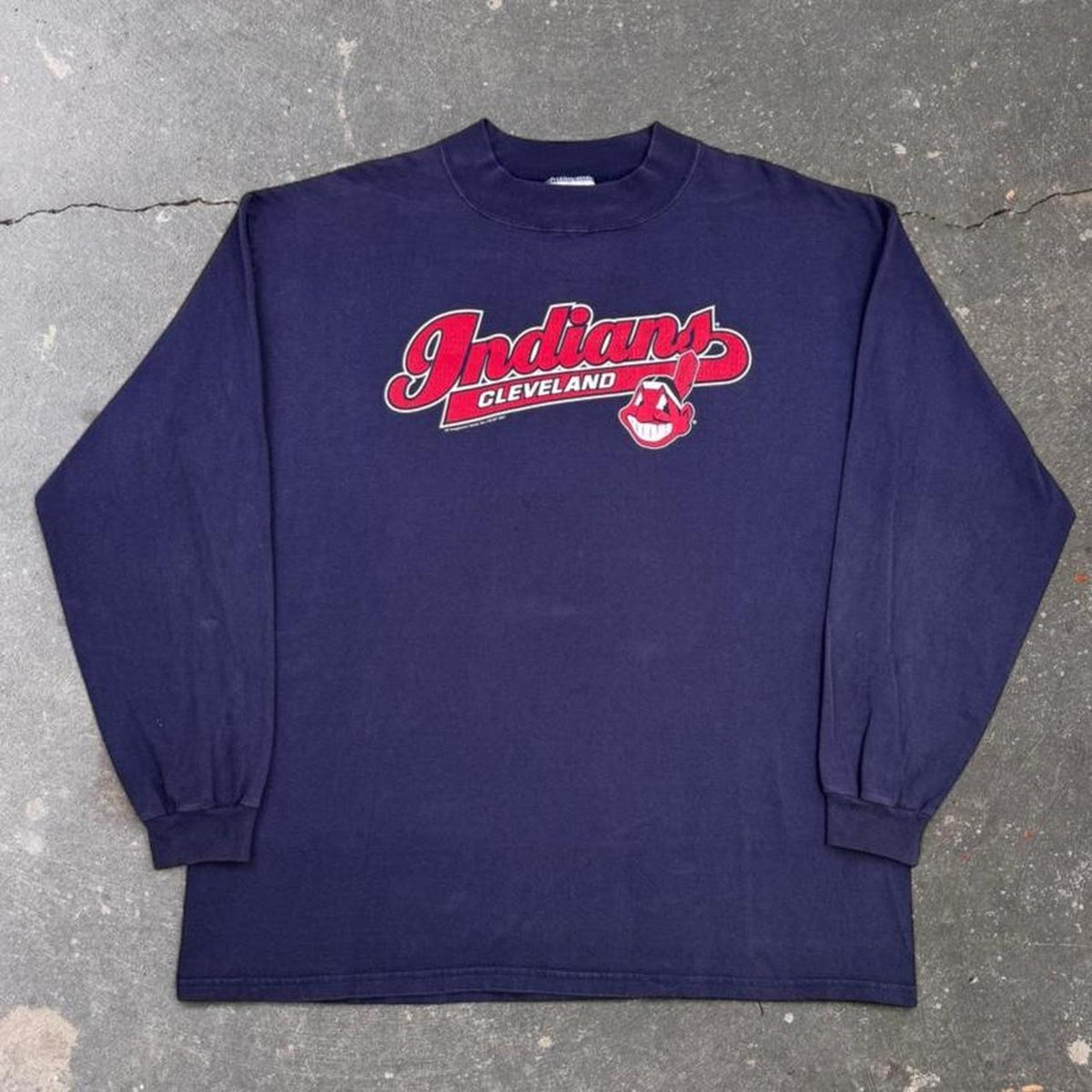 2001 Cleveland Indians Chief Wahoo MLB Long Sleeve Tee | Extra Large