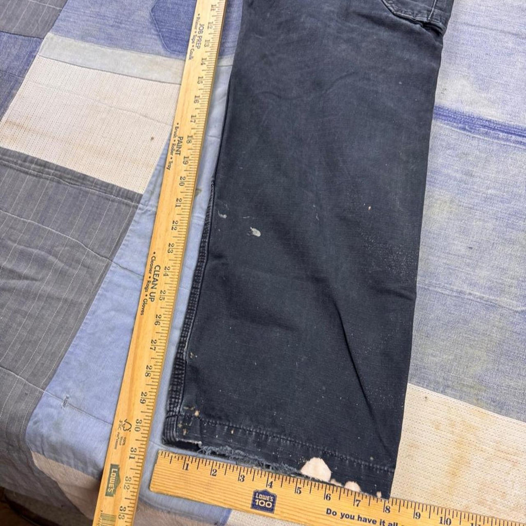 2000s Carhartt Black Ripstop Cargo Work Pants Distressed Paint Splatter | 30x30