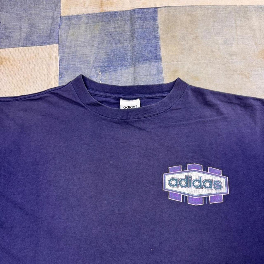 1990s Adidas Double-Sided Abstract Logo Graphic Tee | Large