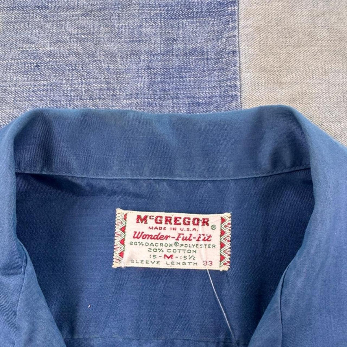 1960s McGregor Wonder-Fit Blue Loop Collar Shirt | Medium