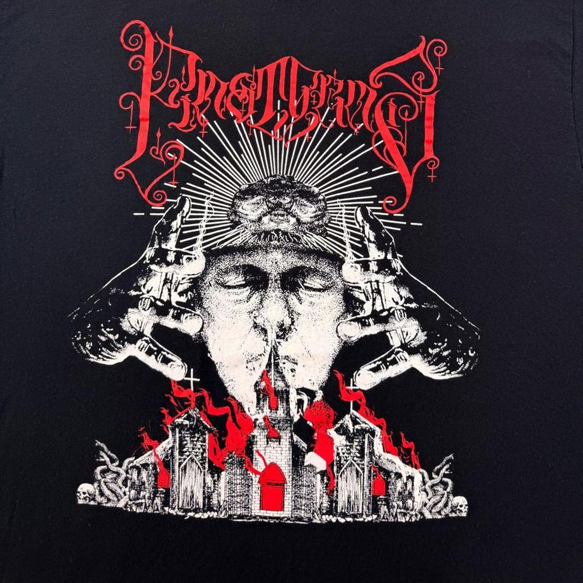 2000s Emmure Metalcore Graphic Band Tee Black Red White | Large