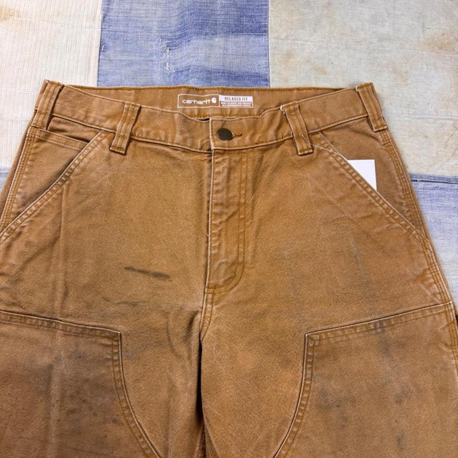 2000s Carhartt Brown Duck Double Knee Carpenter Pants Relaxed Fit | 32x34