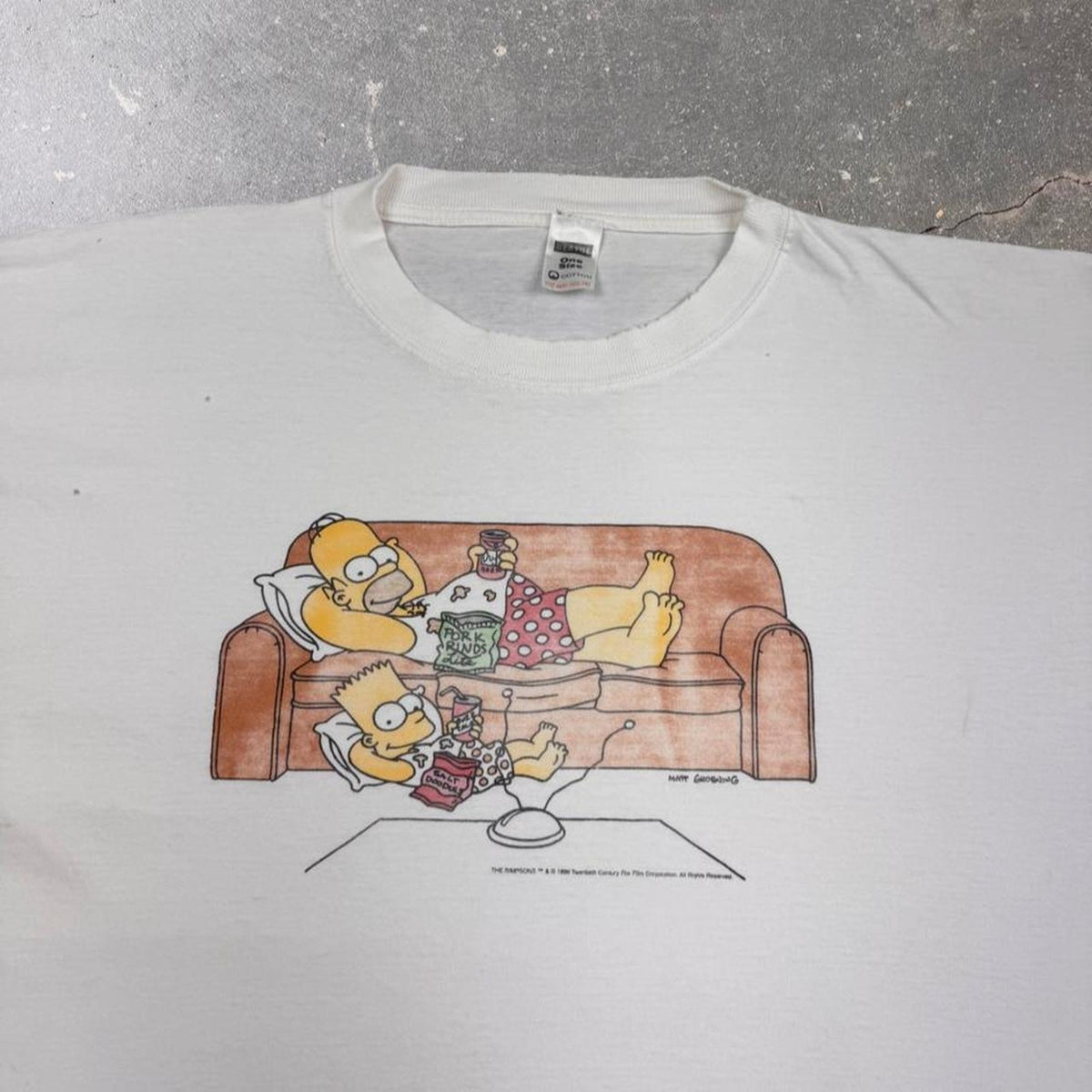 1998 The Simpsons Homer Bart Couch Potato Tee | XL