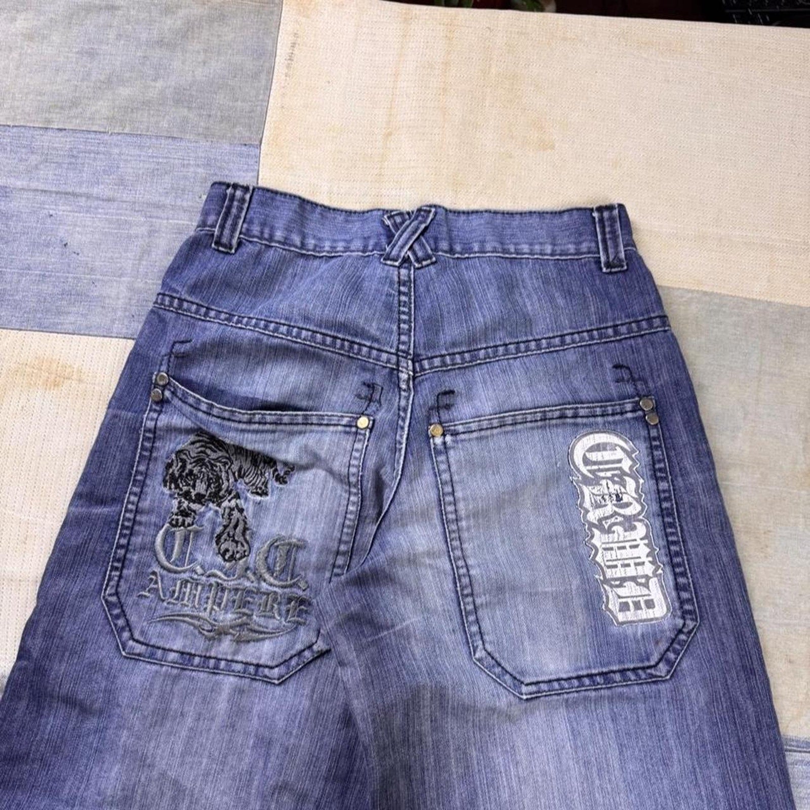 2000s Dog Nose Embroidered Baggy Denim Jeans | 25x28