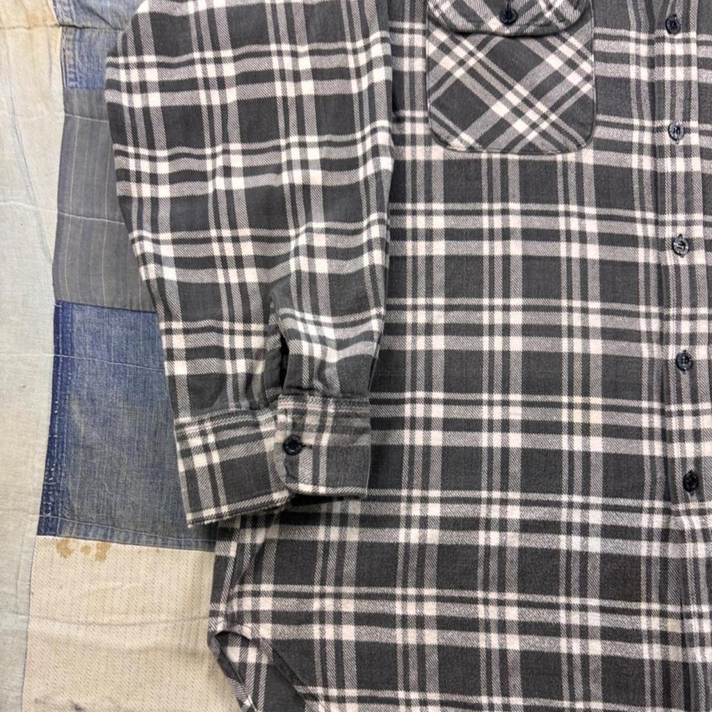 1990s Dickies Black and White Plaid Flannel Shirt | XL