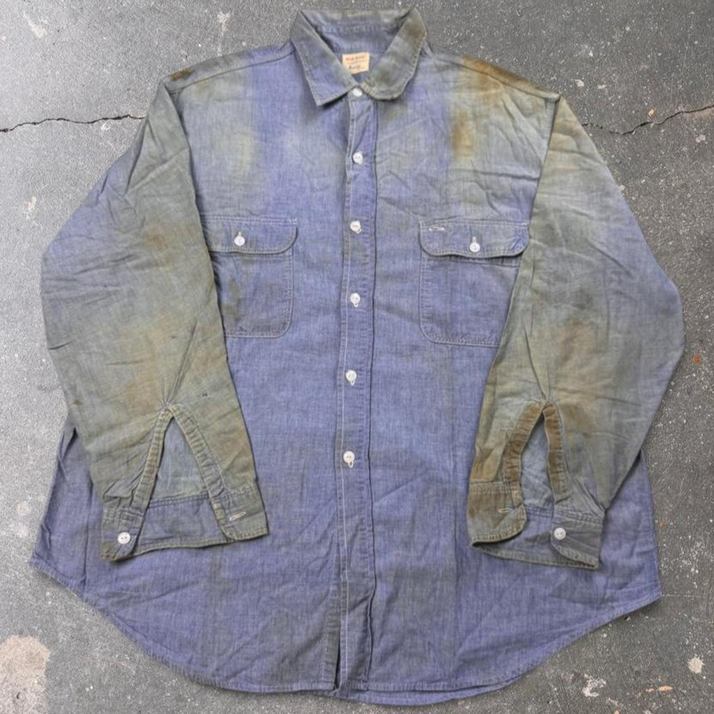 1950s Penneys Big Mac Sanforized Chambray Work Shirt | XL