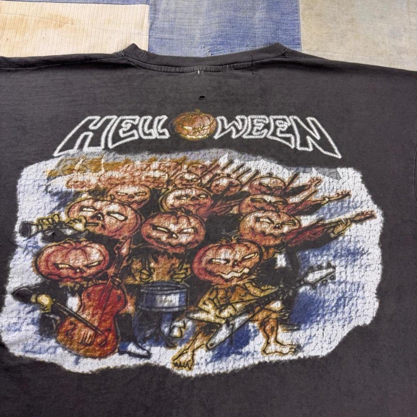 1990s Helloween Pumpkin Witch Double Sided Band Tee | XL