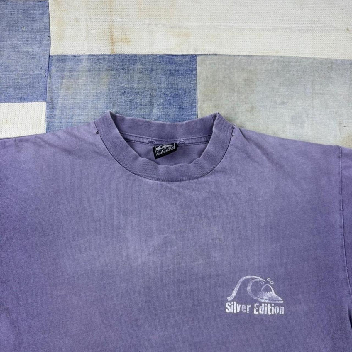 1990s Quiksilver Silver Edition Surf Logo Tee Purple | Small