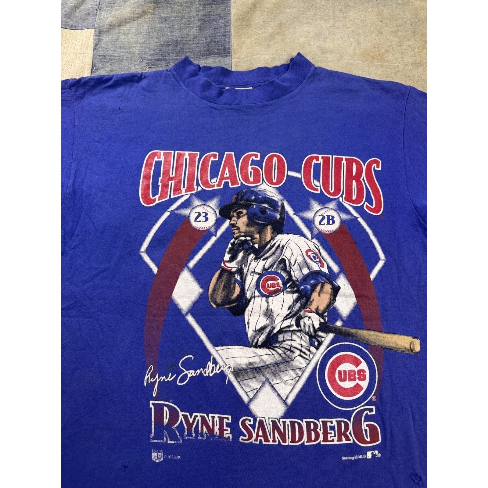 Vintage Nutmeg Mills Chicago Cubs Ryne Sandberg MLB T Shirt XL Made USA 90s