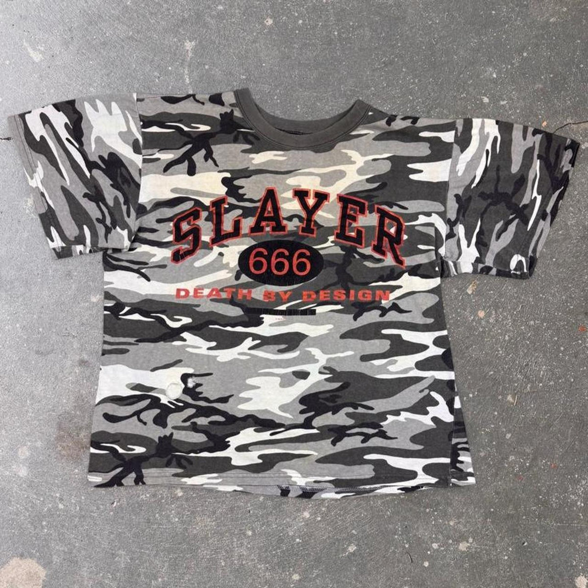 1999 Slayer 666 Death By Design Camo All Over Print Tee | Extra Large