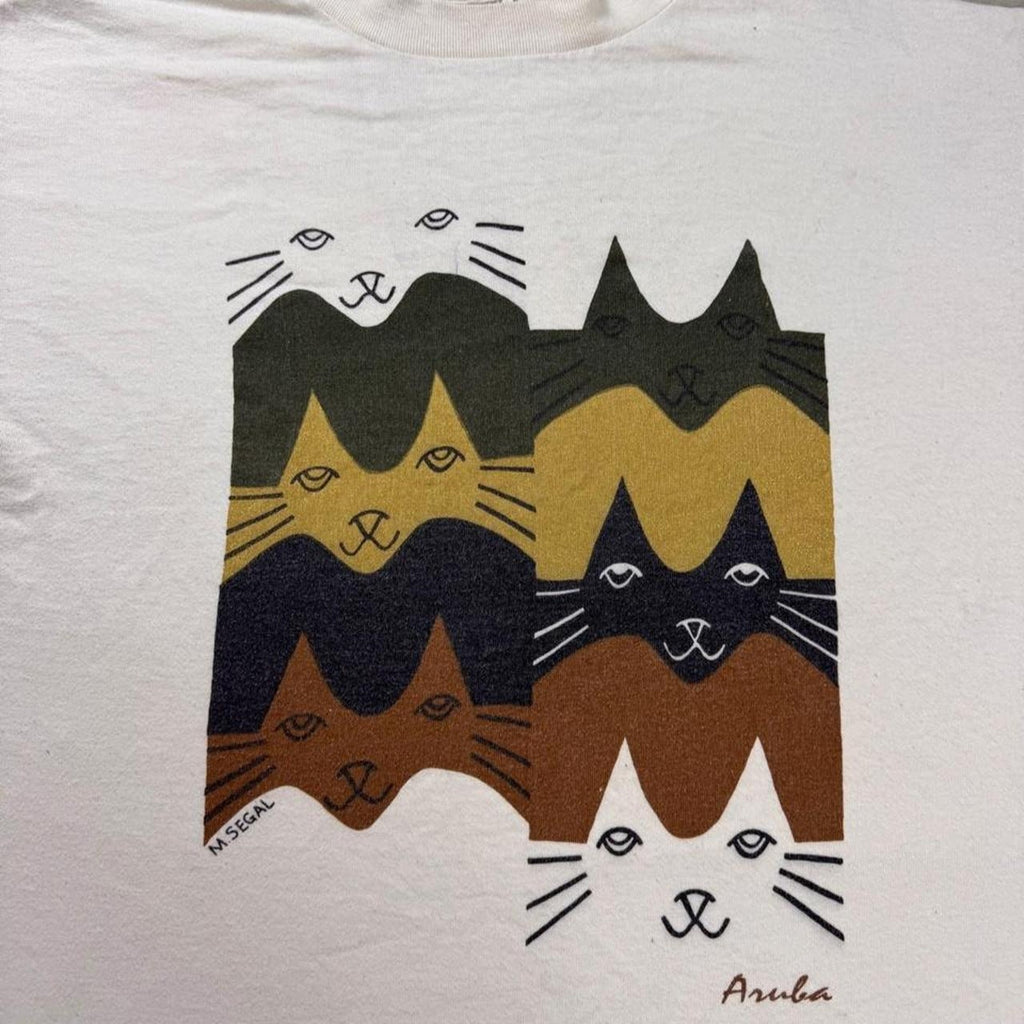 1990s M. Segal Aruba Cat Art Tee | Large