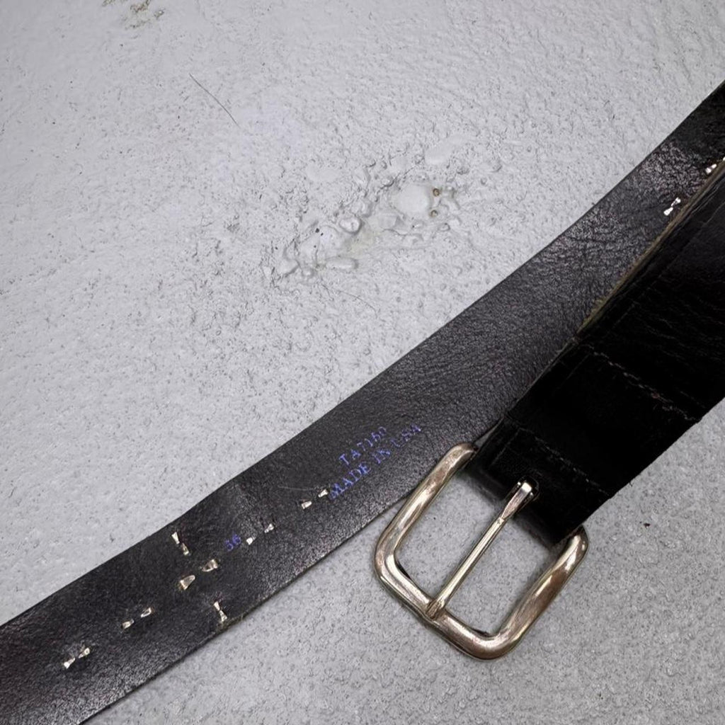 1990s JOED Black Leather Turquoise Studded Belt | Size 36