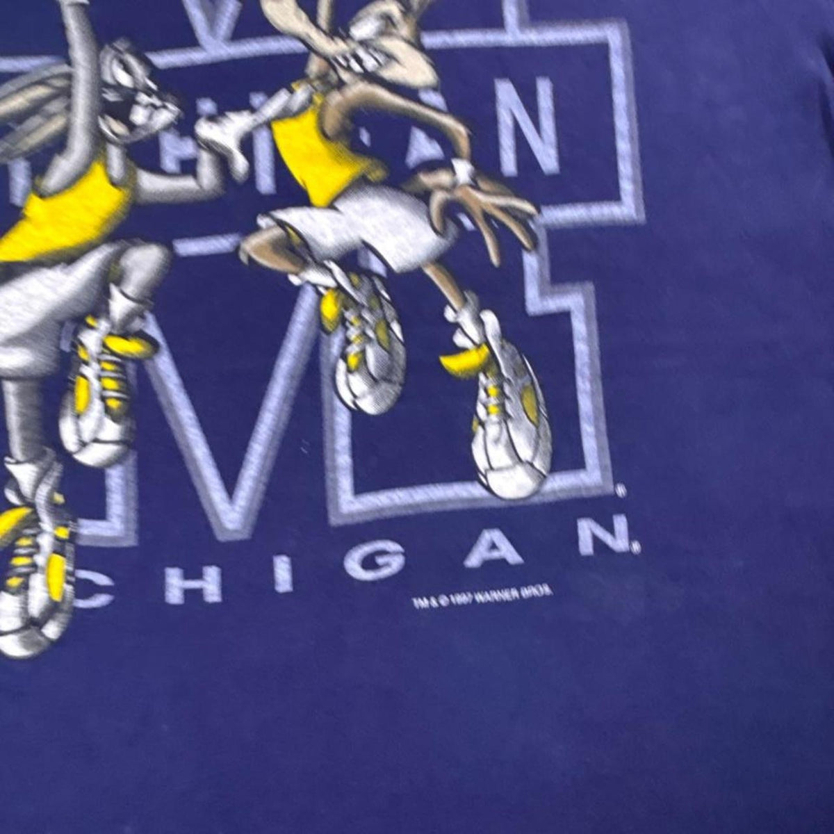 1997 Michigan Wolverines Looney Tunes Basketball Graphic Tee | XL