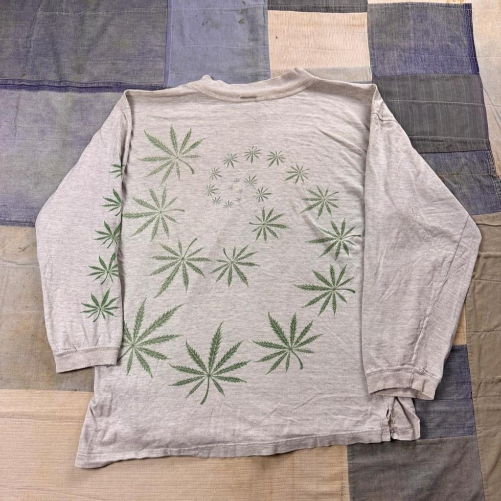 1990s Snoopy Marijuana Weed Leaf Bootleg Long Sleeve Tee | XL