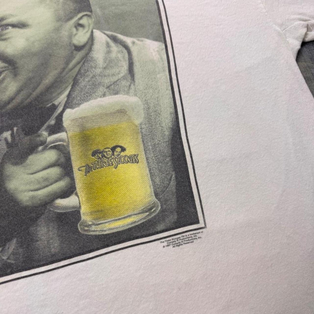 1997 Three Stooges Beer “It Does a Knucklehead Good” Tee | XL