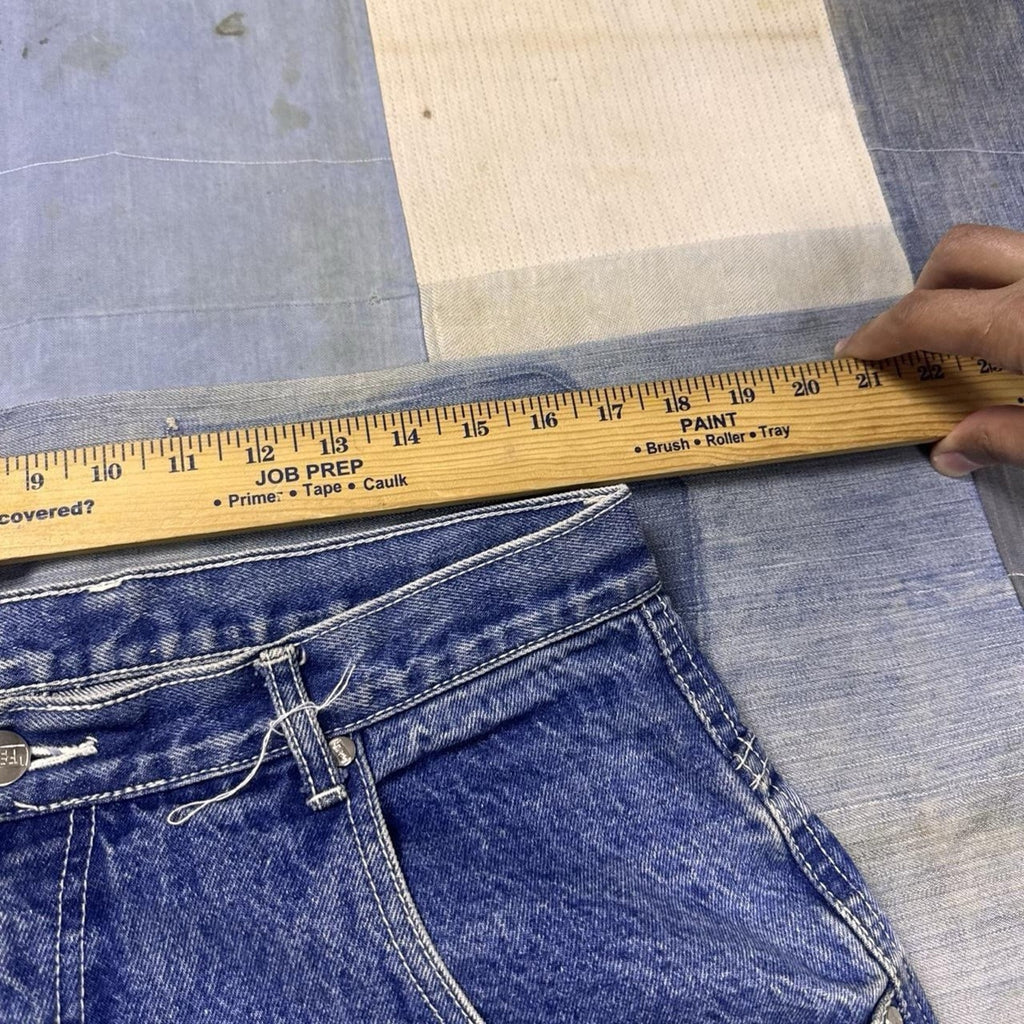 Y2K Urban Brand Wide Leg Baggy Skater Hiphop Jeans With Embroidery Size 34x30.5