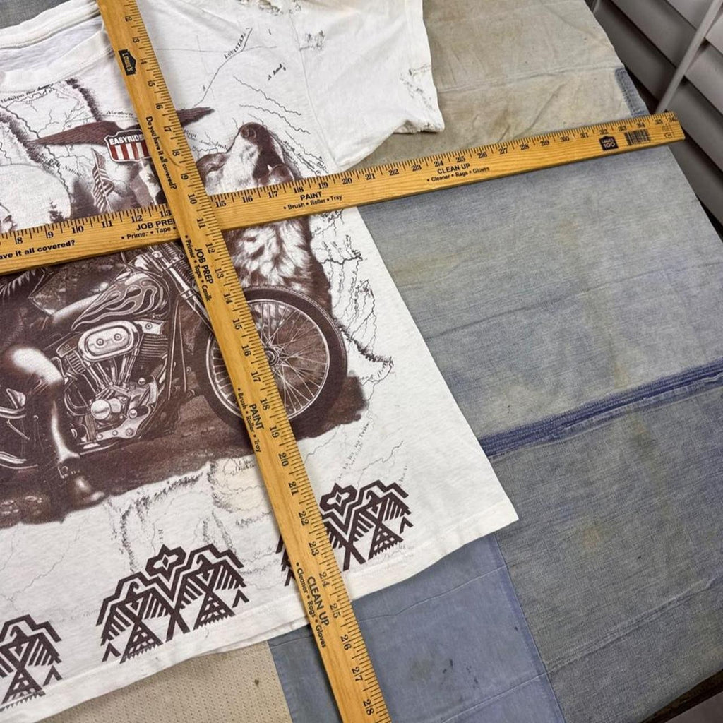 1990s Easyriders Magazine Wolf Motorcycle All Over Print Tee | Medium