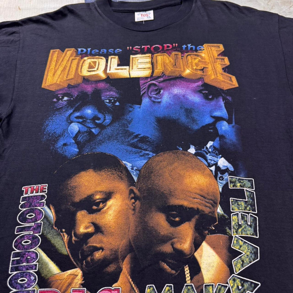 1990s Tupac Shakur and Biggie Smalls “Stop the Violence"Rap Tee | XL